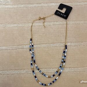 J. Crew Gold and Blue Layered Necklace; brand new never worn